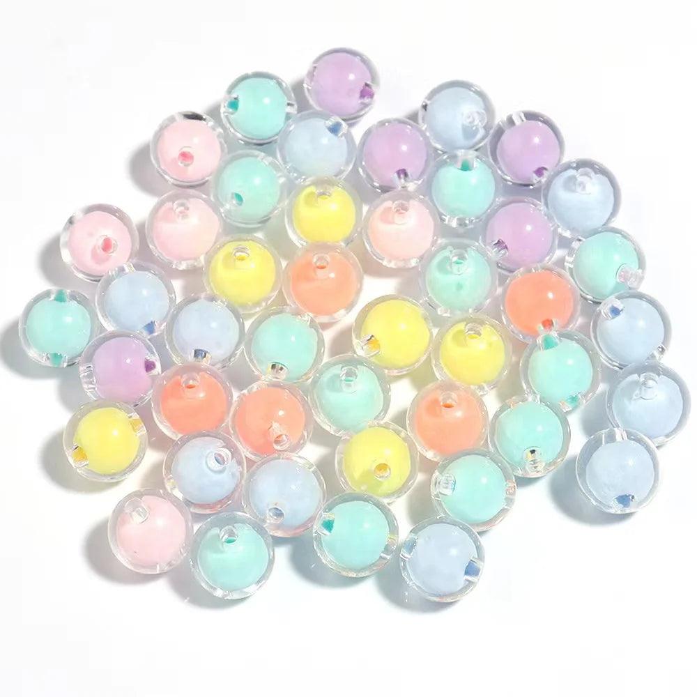 100pcs 12mm Sunflower Acrylic Beads Matte Transparent Mixed Color Spacer Beads Handmade Clipbook Bracelets Earrings Summer Jewel