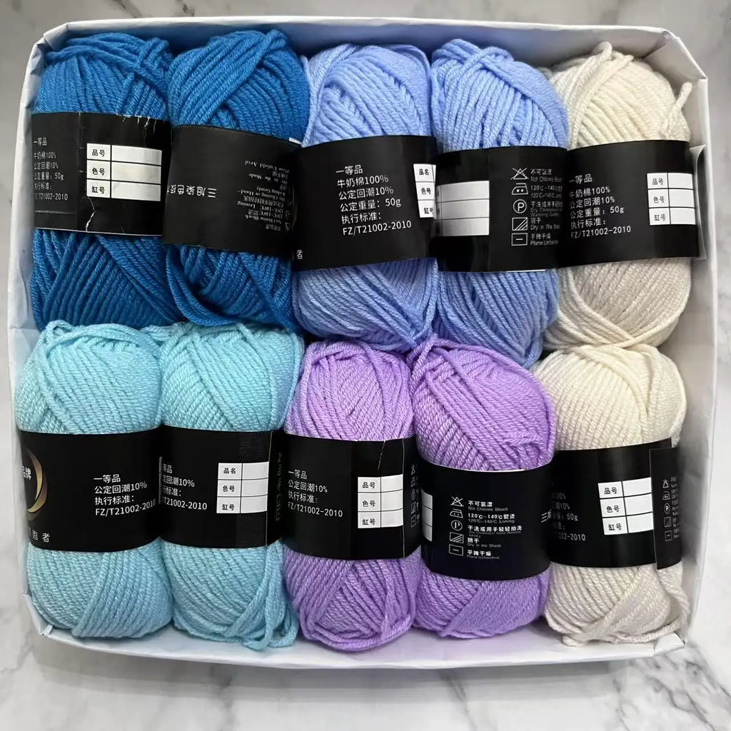 10 Balls Milk Cotton Yarn 500g Knitting and Crochet Wool Cotton Yarn DIY Craft Pack