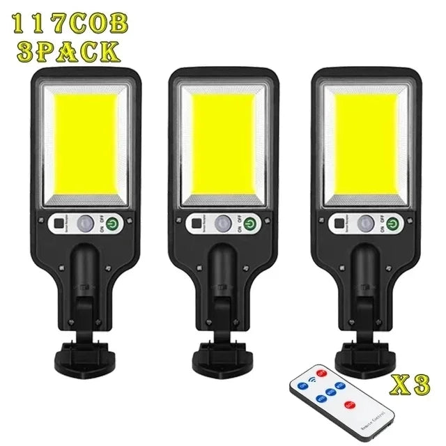 Powerful COB Sensor Street Lamp Outdoor Waterproof Security Solar Lamps for Garden Patio Path Remote Control Light Plant