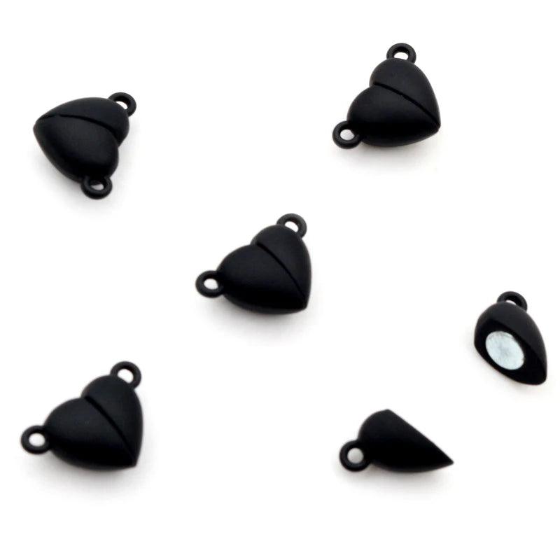 5 Sets  Love Heart Round Shaped Magnetic Connected Clasps Beads Charms End Caps for DIY Couple Bracelet Necklace Making