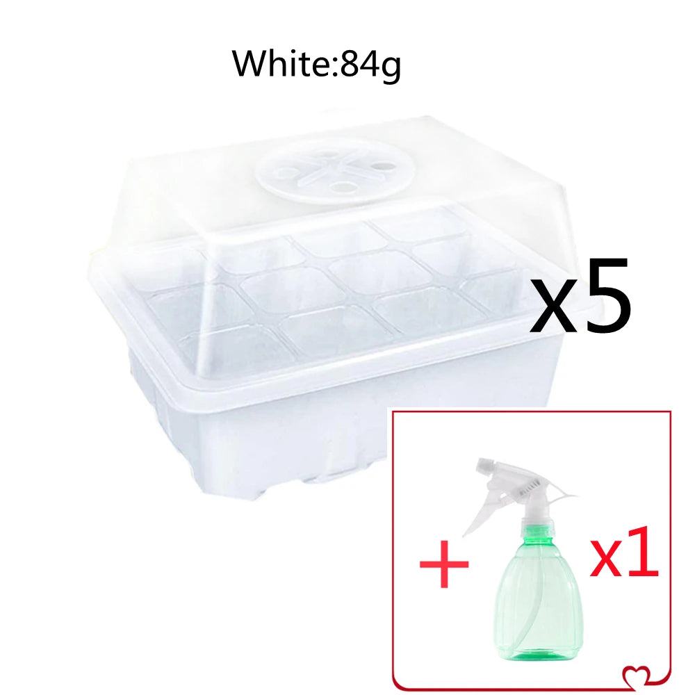 5 Sets Plastic Seedling Tray 12 Holes Seed Grow Planter Box Greenhouse Seeding Garden Seed Pot Tray plant Nursery Pot With Lids