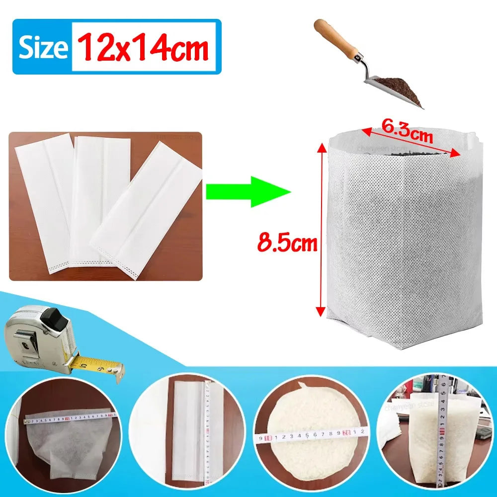Seedling Bags 100 Pack Degradable Non-Woven Nursery Bags Fabric Seedling Grow Bags Plant Pouch For Garden Agricultural Supply