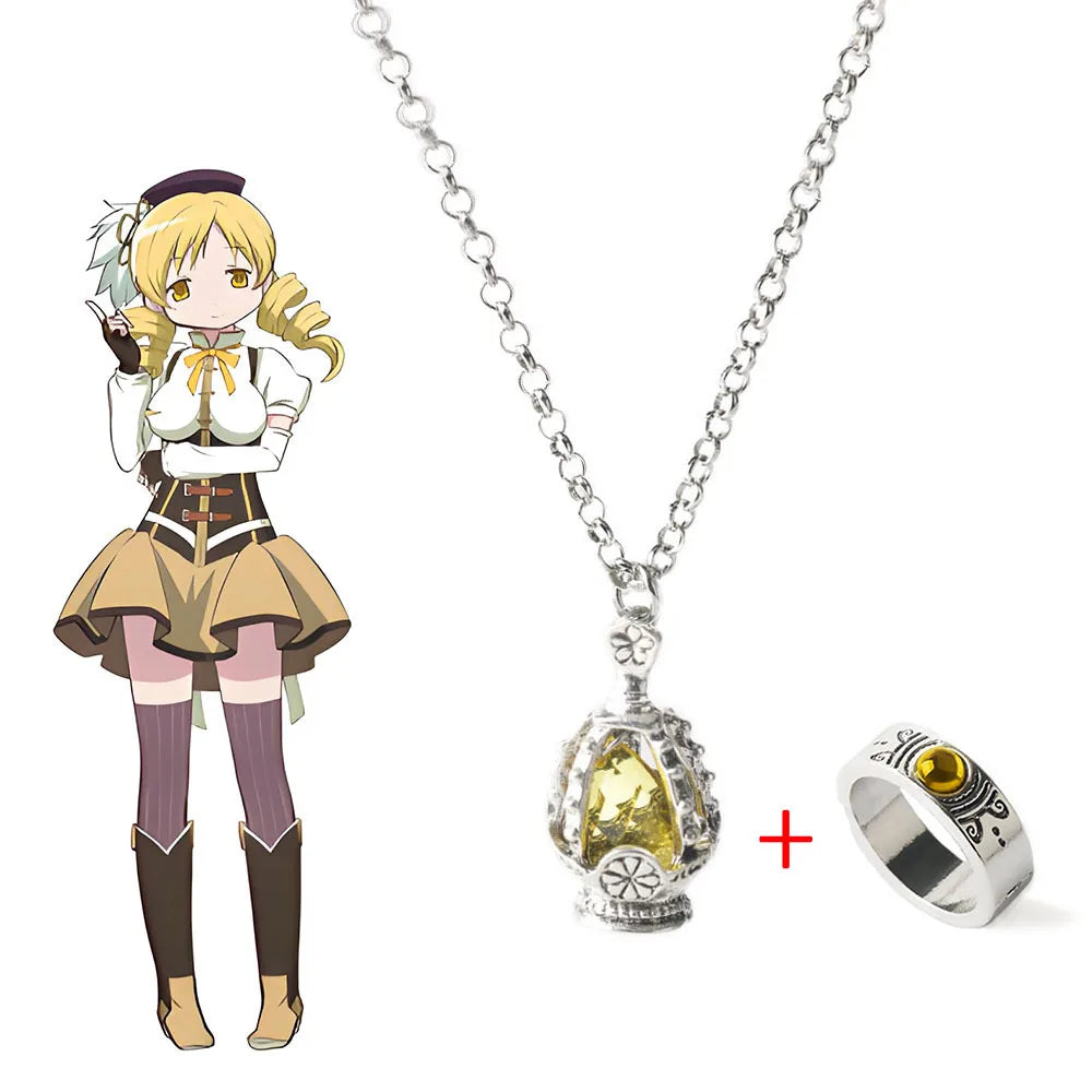 Anime Puella Magi Madoka Magica Cosplay Soul Gem Pendant Necklace Whith Ring set peripheral Jewel wholesale