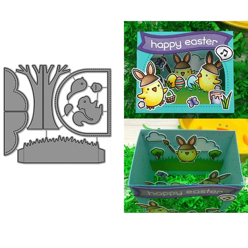 Meadow Backdrop Tiny Gift Box Add On Metal Cutting Dies Embossing Diecut for DIY Card Making Scrapbooking Crafting Supplies