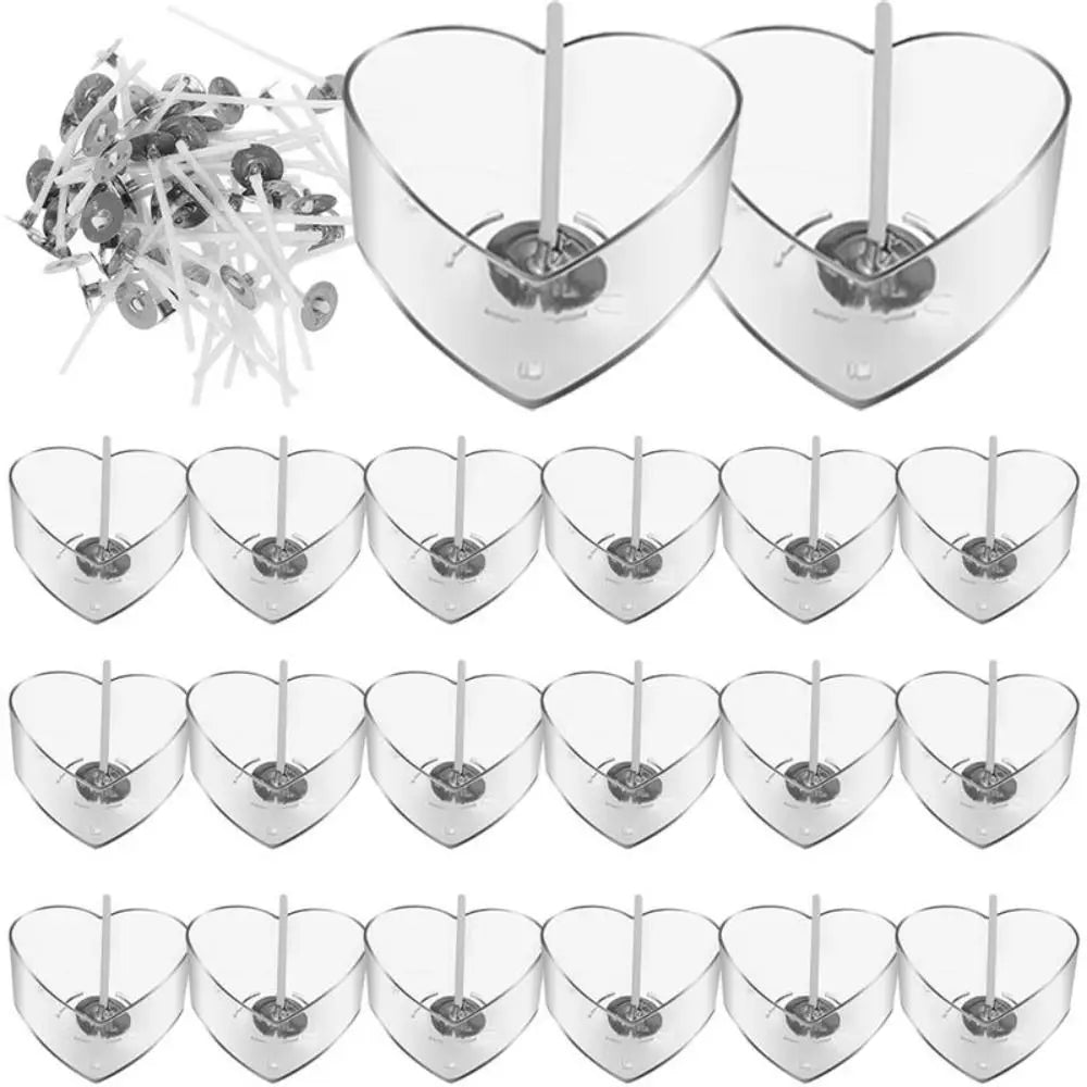 10Pcs Candle Making Supplies Tealight Cups Holders Heat-Resistant Candle Making Candle Cup Holder Heart Shape Plastic