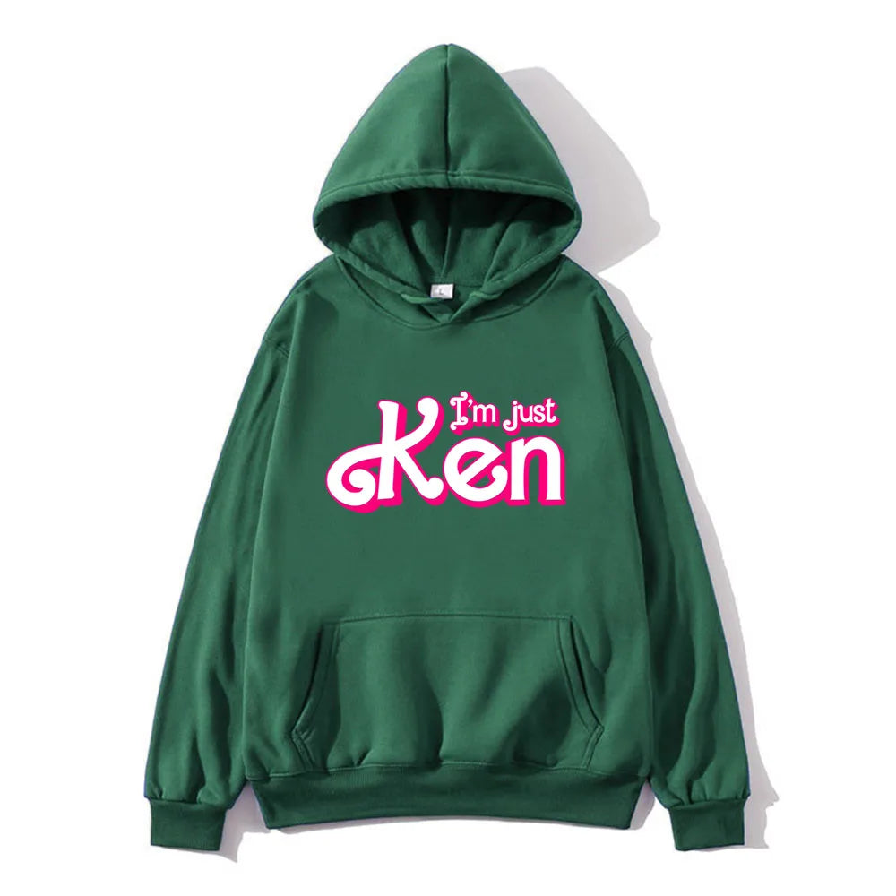 I'm Just Ken RyanGosling Hoodies Long Sleeve Casual Spring Sweatshirts with Pocket Hip Hop Pink Graphic Printing Sudaderas Mens