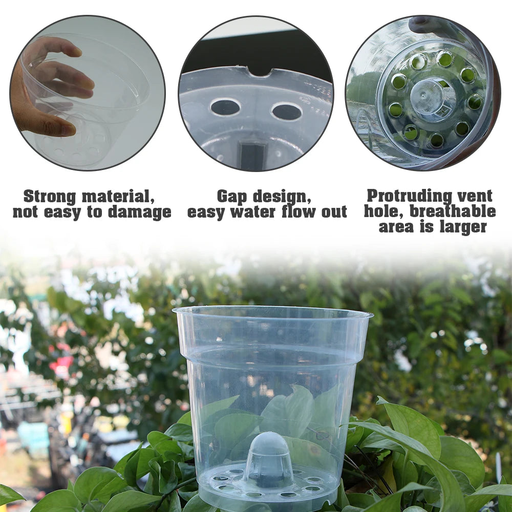 5/10pcs Round Seed Starter Tray Transparent Planter Nursery Pots with Drainage Hole for Orchid Plants Herb Flowers Garden Tools