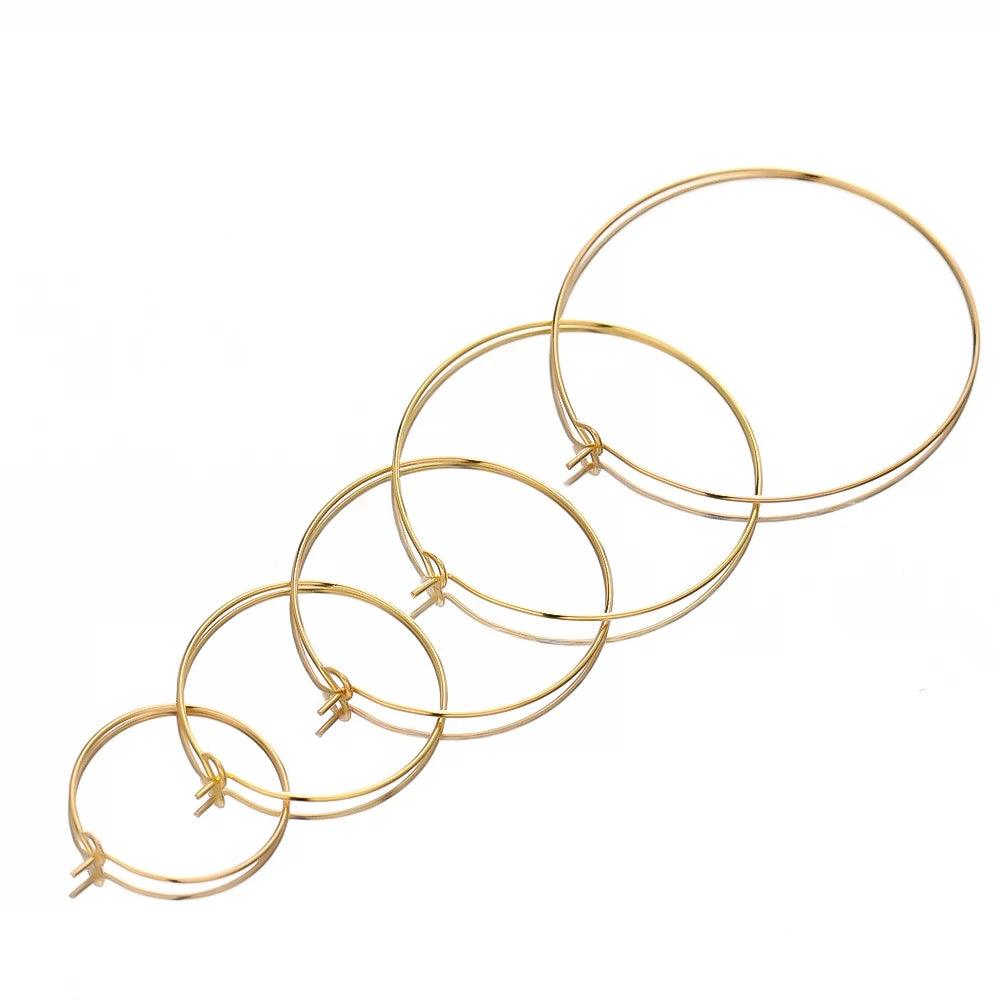 20pcs Stainless Steel 20mm 30mm Gold color Big Circle Wire Hoop Loop Earrings DIY Dangle Drop Earring Jewelry Making Accessories
