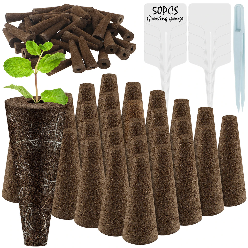 100Pcs Seed Grow Sponges Replacement Root Growth Sponges Seedling Starter Plugs Starting Seed Pod Hydroponic Garden Planting
