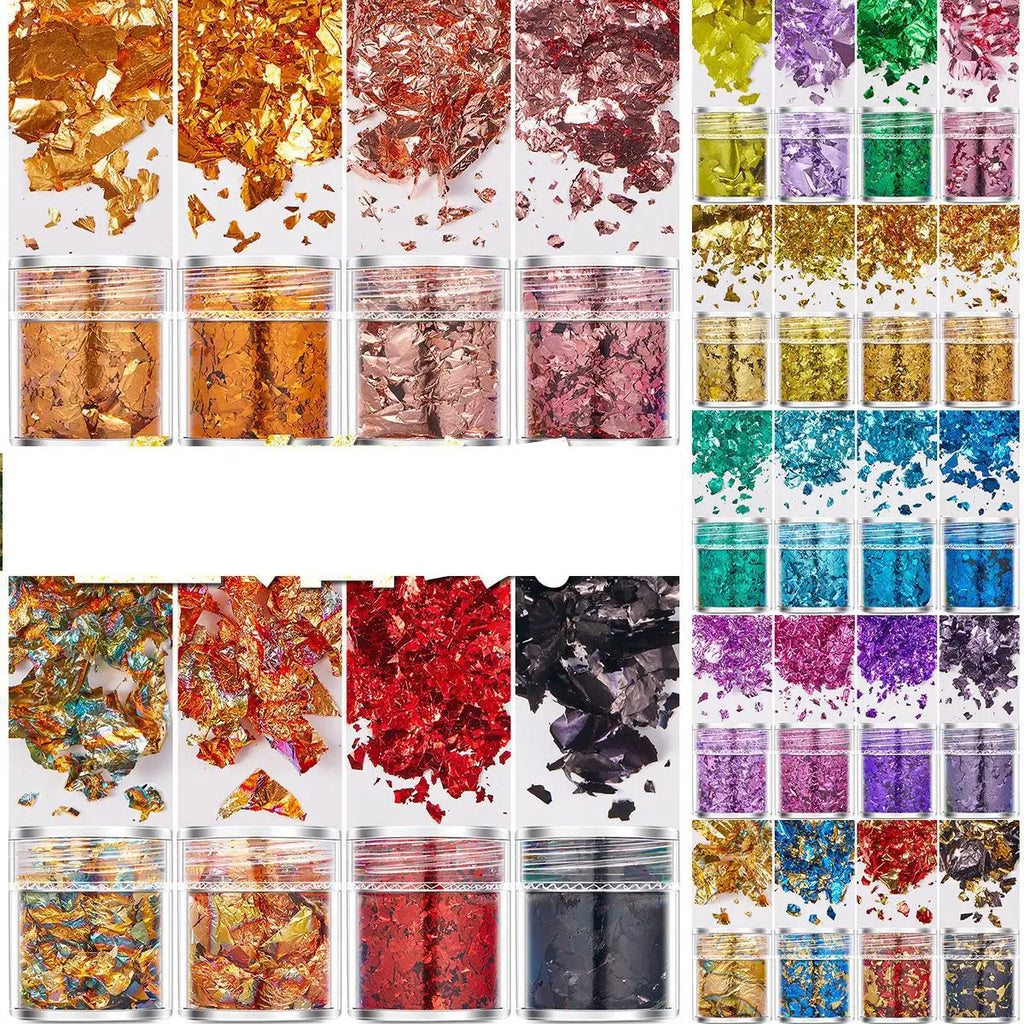 Imitation Gold Silver Copper Foil Sequins Glitter Foil Paper Nail Art Candle Making Epoxy Resin Filling Decoration Candle Kits