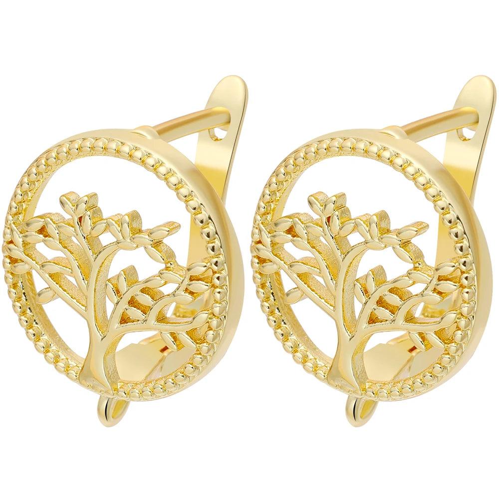 Juya Handmade 18K Real Gold Plated Earwire Fasteners Earring Hooks Accessories For DIY Women's Anti-Allergy Earrings Making