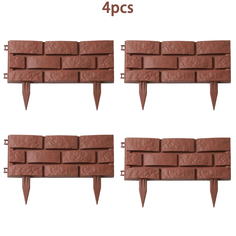 1-8pcs Plastic Garden Edging Border Imitation Stone Fence Garden Edging Lawn Plant Flower Grass Support Stake Outdoor Decoration