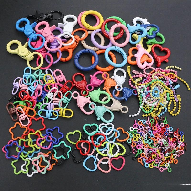 Colorful Mixed Alloy Split Jump Rings Lobster Clasp Eyelets Screw Pins Keychain DIY Jewelry Making Accessories Supplies