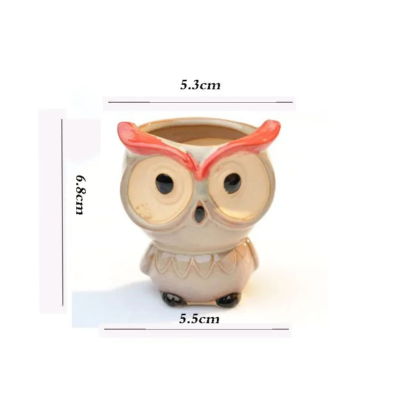 Cute Owl Ceramic Flower Pot Garden Office Decoration Succulent Mini Owl Flowerpot Cute Animal Flowerpot Cactus Plants Planters