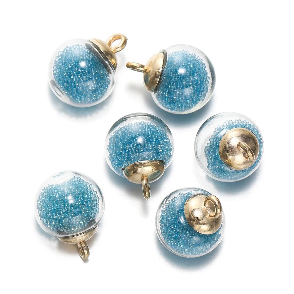 10Pcs Charms Quicksand Transparent Glass Ball 16mm Pendants Findings for Earrings Necklace Pendant DIY Jewelry Making Supplies