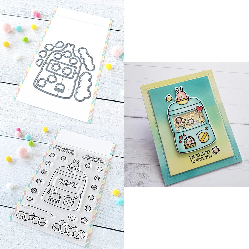 Mini Panda Bunny Koala Animal Outline Metal Cutting Dies Clear Stamps for DIY Easter Day Decor Paper Cards