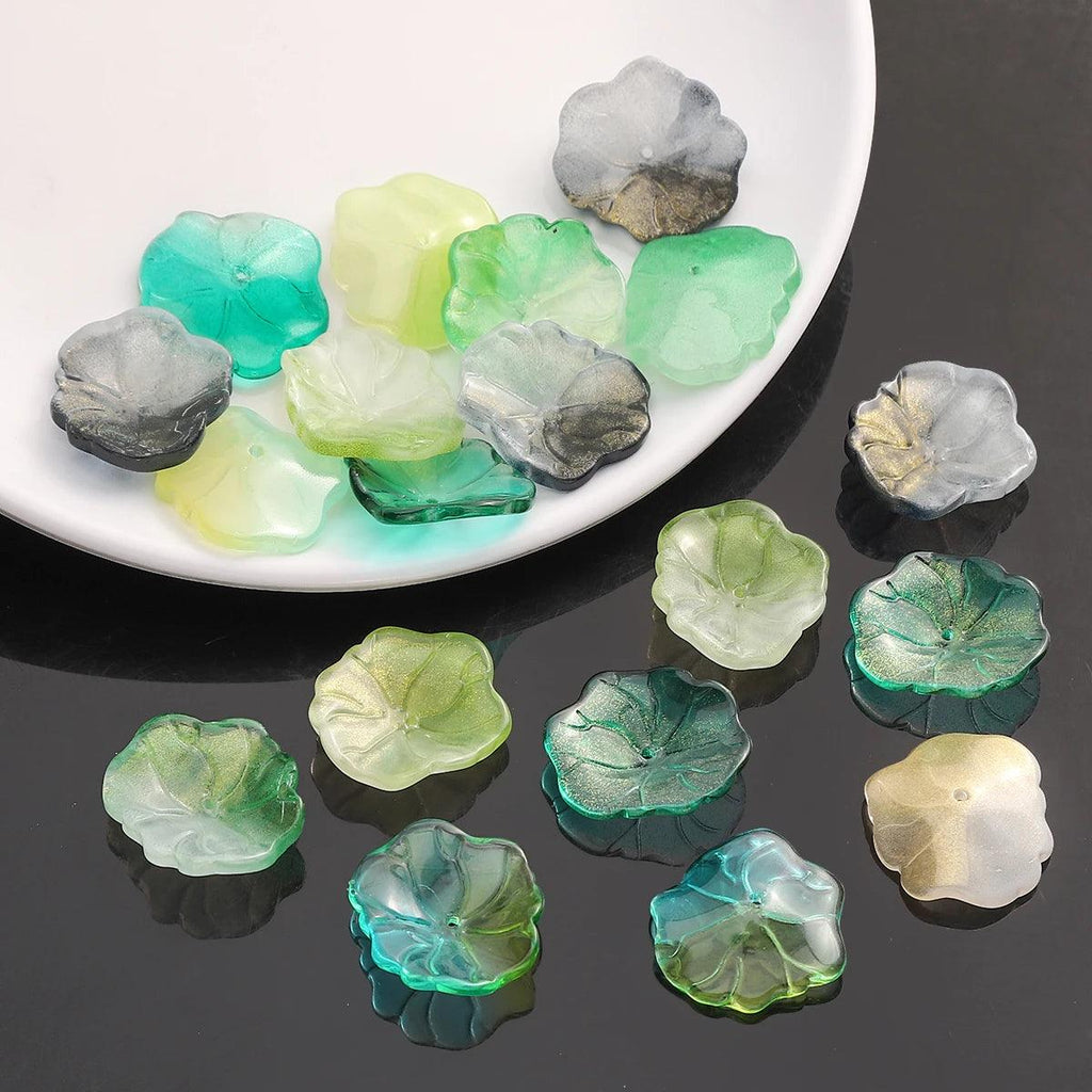 22x25mm 5Pcs Glass Three-Dimensional Lace Lotus Leaf Beads Handmade DIY Production Of Unique Jewelry Bracelets, Earrings, Access
