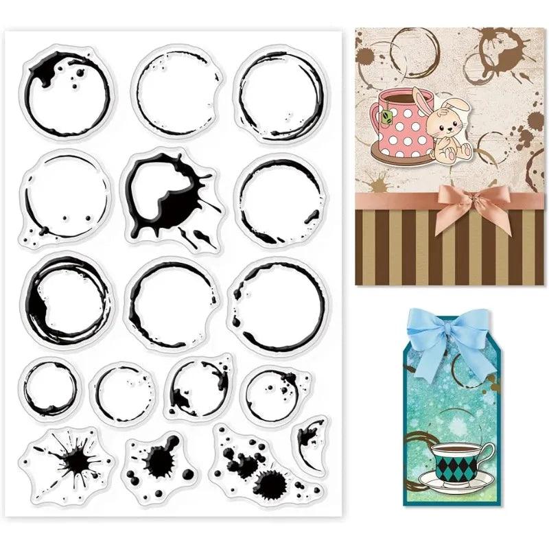 1Sheet Tea Stains Clear Stamp Coffee Stains Background Transparent Silicone Stamp Spill for Scrapbook Card Making 4.3 x 6.3 Inch