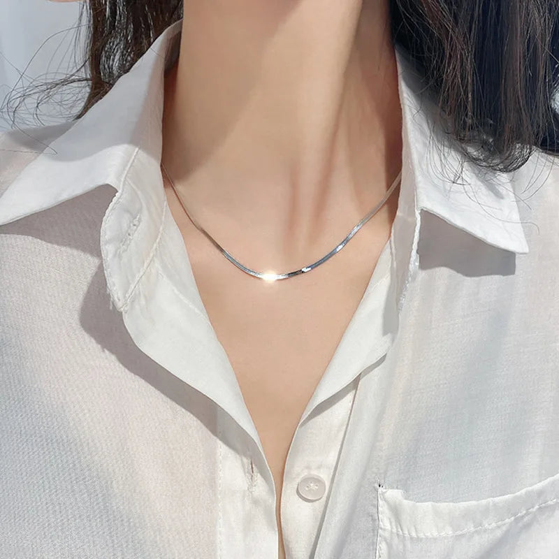 ANENJERY 316L Stainless Steel Tricolor Hand Braided Necklace Europe and America Cuban Chain Ladies Necklace Party Jewelry