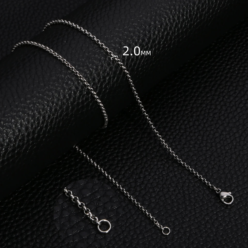 HIYEE Simple Fashion 2-5MM Wide Square BEADS NK Round Chain Necklaces for Men Women Stainless Steel Jewelry 45-70CM Length