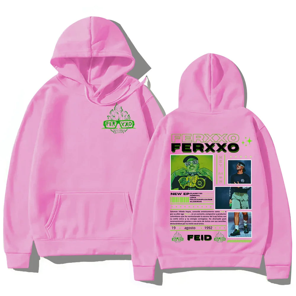 Rapper Feid Ferxxo Hoodies 90s Vintage Hip Hop Style Sweatshirt Unisex Fashion Casual Fleece Hooded New  Aesthetic Streetwear