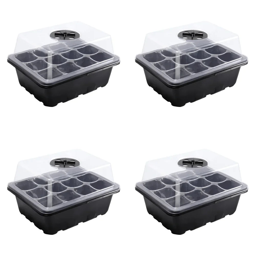 1-5PCS Planting Seed Cover Nursery Tray Box 12 Holes Plant Seedling Germination Planting Pot Mini Greenhouse Plant Starter Tray