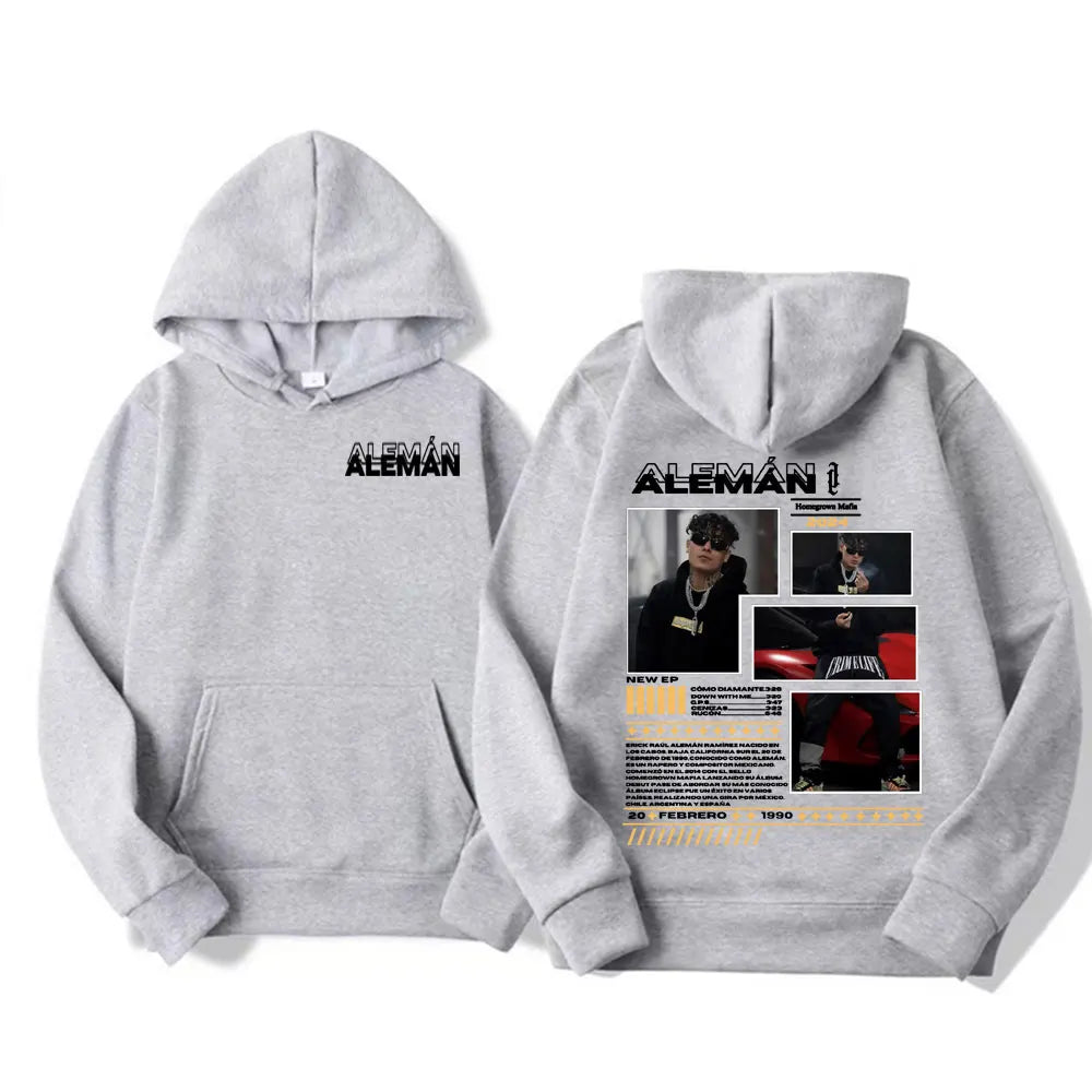 Rapper Aleman Homegrown Mafia Tour Album Merch Sweatshirt Men Women's Clothing Fashion Hip Hop Punk Style Casual Pullover Hoodie