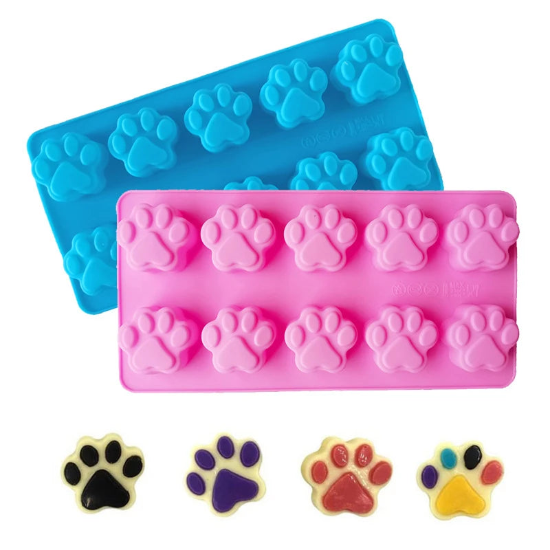 10 Cells Dog Cat Paw Silicone Cake Molds For Biscuit Jelly Baking Pan Ice Tray Suitable For Making Mousse, Cake, Pastry, Jelly