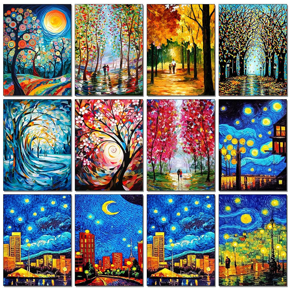 Landscape Tree 5D DIY Diamond Painting Kit Cosmic Diamond Embroidery Painting Rhinestone Mosaic Art Home Decor Painting