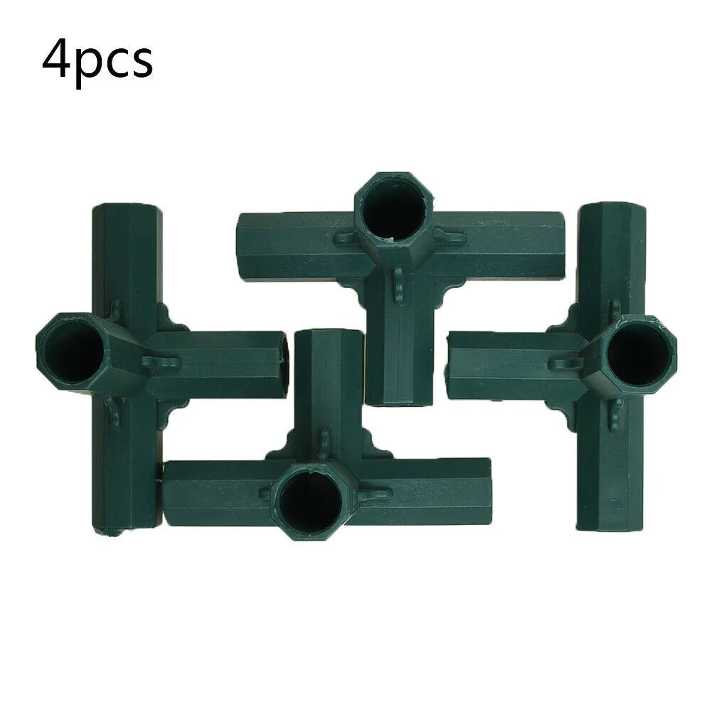 4Pcs 16mm Plastic Greenhouse Frame Building Connectors Green Outdoor Garden Structure Pole Joints Adapter DIY 3 Way Bracket