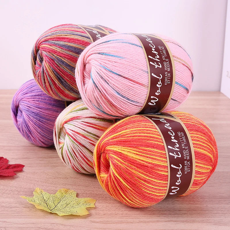 200g Pure Wool Yarn, Colorful Segment Dyeing, Colorful Hand Woven Sweaters, Hats, Sweaters, Wool Yarn Balls