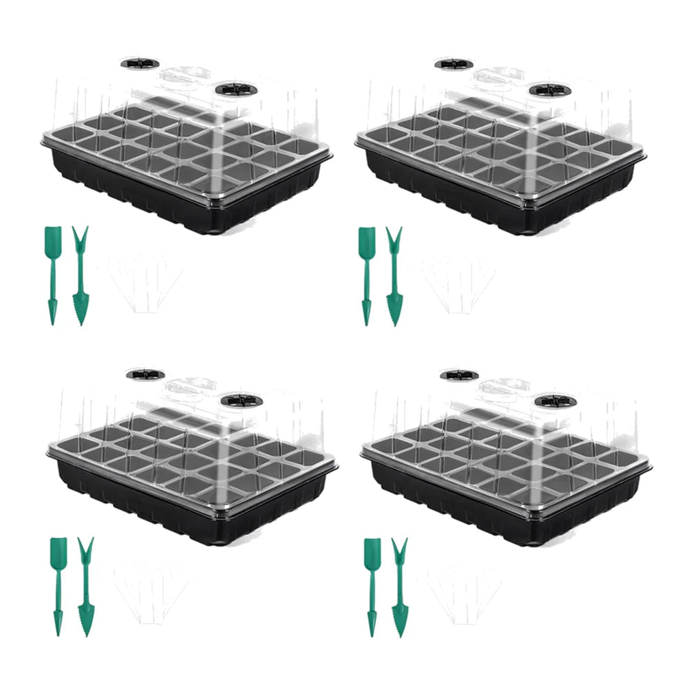 24/48 Holes Seed Starter Trays Vegetable Seedling Pots Seedling Tray with Humidity Dome Seed Germination Plant Pots Grow Box