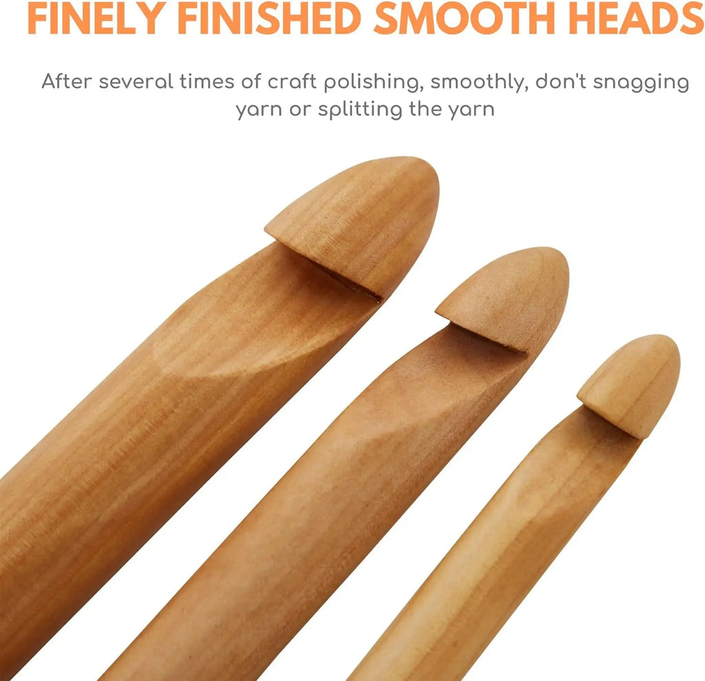 3 PCS Giant Crochet Hooks Set - 15mm(P/Q) 20mm(S) 25mm(U) Bamboo Yarn Hooks with Portable Case - Perfect for Big Loop Yarn