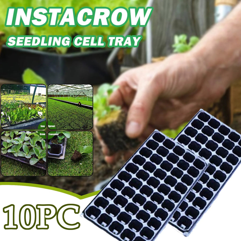 10pcs 50 Cells Seedling Trays- Plastic Gardening Germination Trays Plant Flower Pot Nursery Grow Box Tray Plug Planting Planter