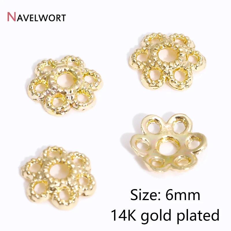 14K/18K Gold Plated Brass Bead Caps,Caps For Beads,Flower Bead Caps For Jewelry Making,Caps For Bracelet,Accessories For Jewelry