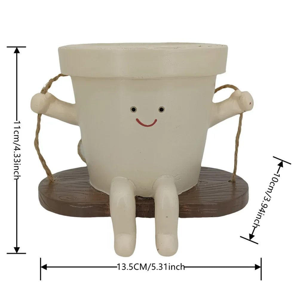 Plant Hanger Baskets Lovely Swing Face Planter Pot Succulent Flower Pots Balcony Wall Hanging Planter Decor Home Garden Supplies