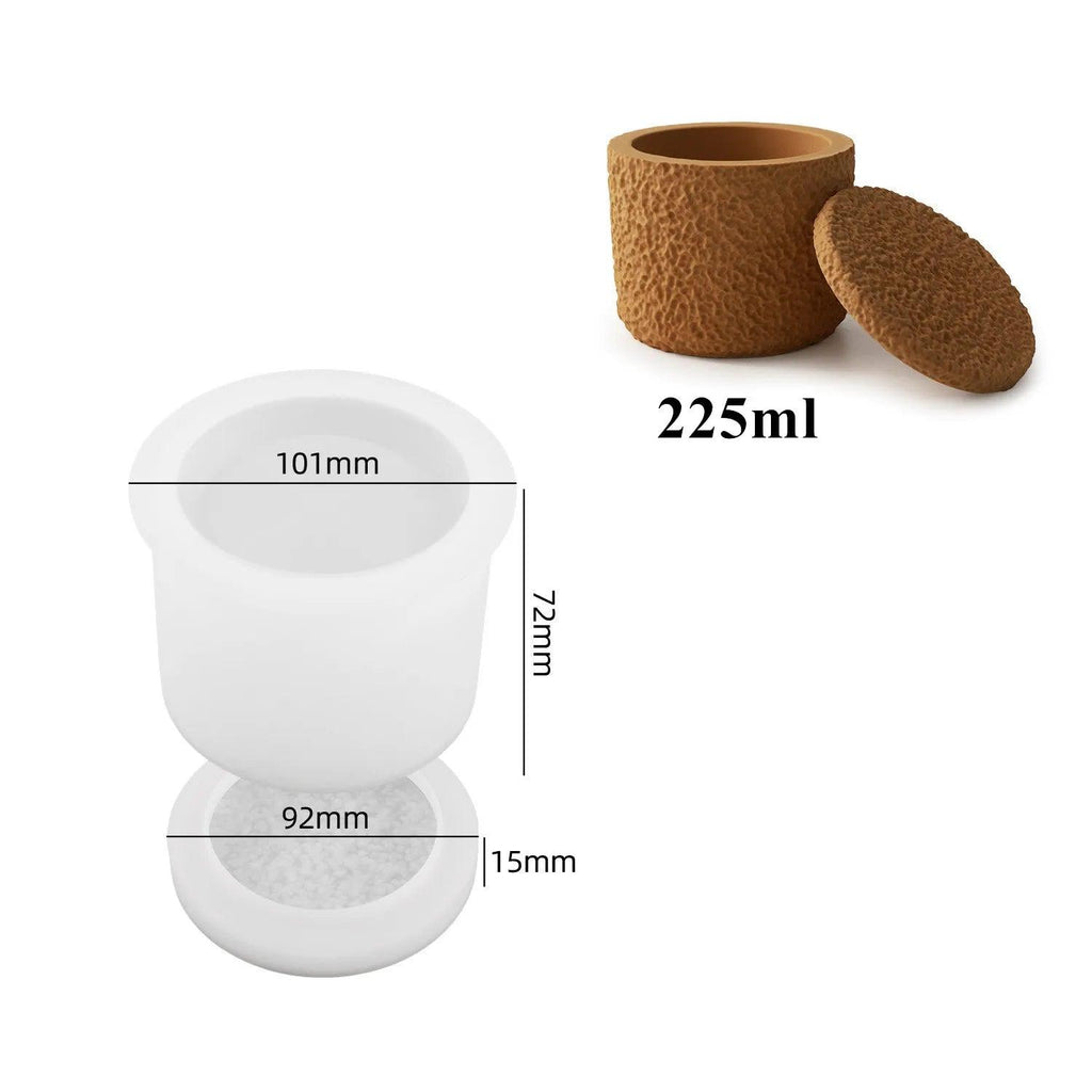 Concrete Lava Candle Cup Silicone Mold DIY Gypsum Cement with Cover Storage Box Resin Mold