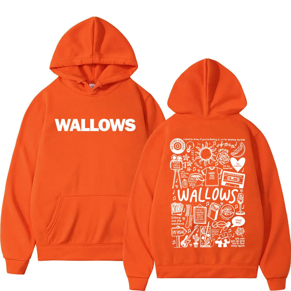 Rock Band Wallows Model Tour 2024 Hoodies Men's Women's Fashion Vintage Pullovers Autumn Winter Casual Long Sleeve Sweatshirts