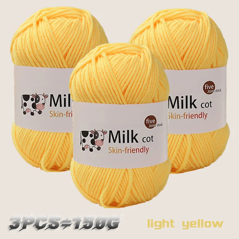 150g Milk Yarn Handmade Medium Coarse DIY Weaving Yarn Ball for Knitting Sweaters Hats Scarves and More