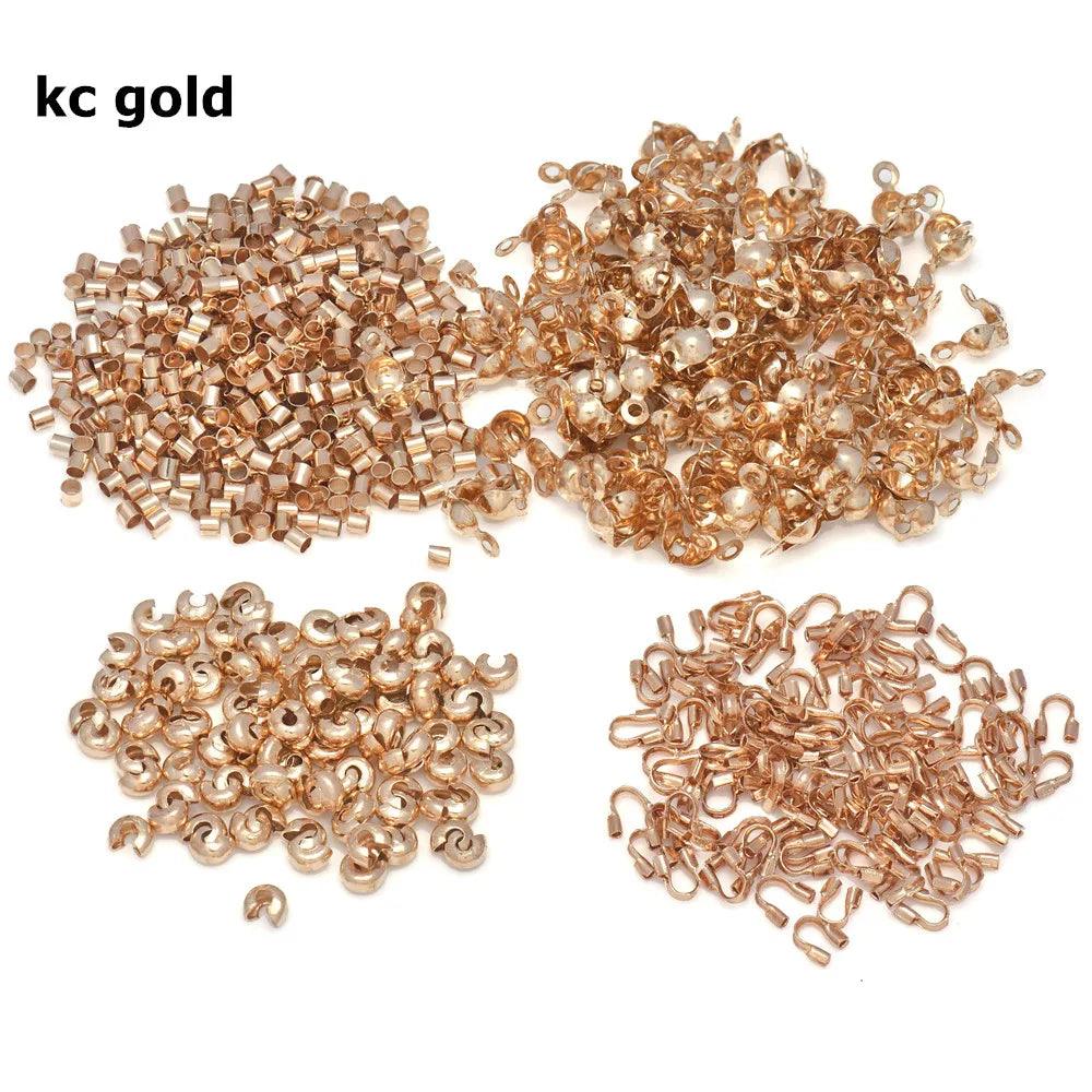 4Style Brass Tube Crimp Beads U Shape Wire Protector Tips Knot Cover Half Round Crimp Beads For Necklace Bracelet Jewelry Making
