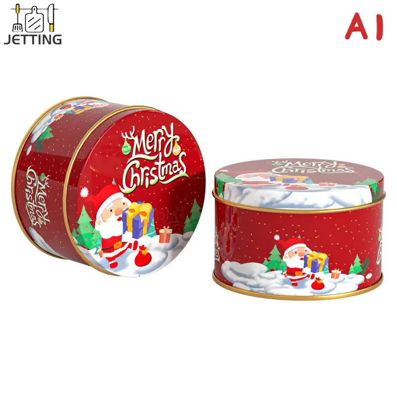 Christmas Old Man Candy Tins Decorative Round Tinplate Boxes Xmas Candy Cookie Packaging Jar Candle Containers Candy Box Gift