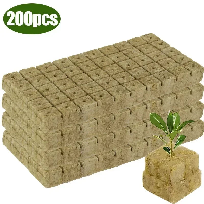 50/300pcs Stonewool Hydroponic Grow Media  Cube Soilless Substrate Seeded Rockwool Plug Seedling Planting Block Garden Supplies