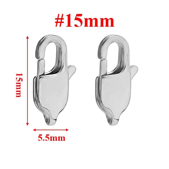 10Pcs Stainless Steel Rectangle Lobster Clasps Necklace Hooks Bracelets Connector Findings DIY Chains Jewelry Making Supplies