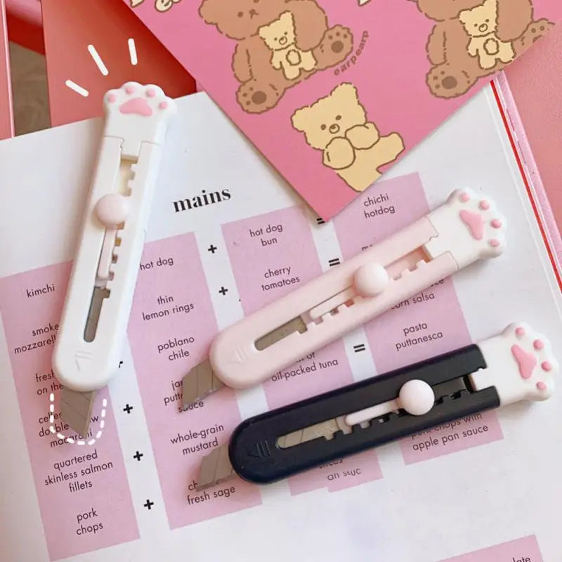 Cute Art Cutter Utility Knife Student Art DIY Tools Cat Paw Paper Cutter Creative Stationery School Stationery Supplies 1Pc