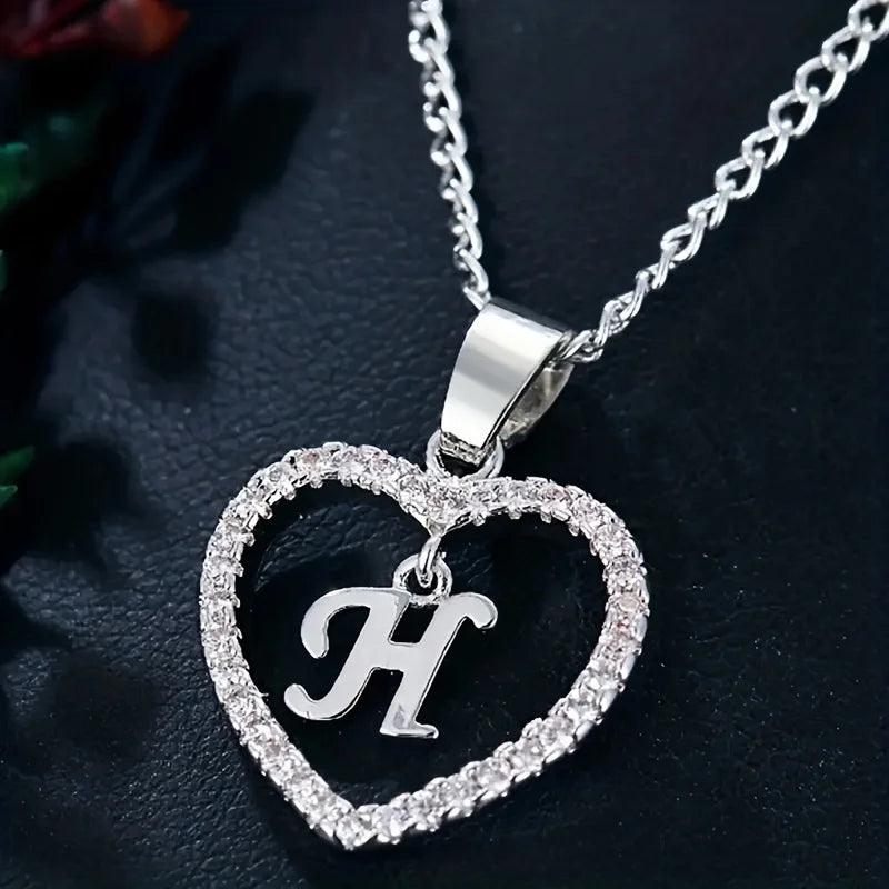 Bohemian Style Heart-shaped Letter Pendant Necklace, Wedding Party Gift For Men And Women,Delicate Gift for Men And Women