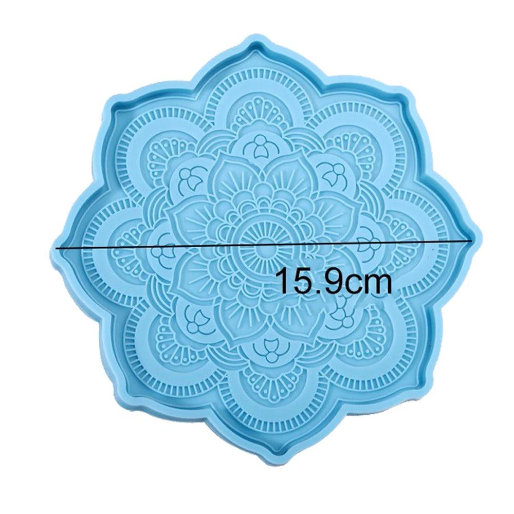 Mandala Coaster Epoxy Resin Mold Round Tray Cup Mat Casting Silicone Mould Home Decoration DIY Handwork Crafts