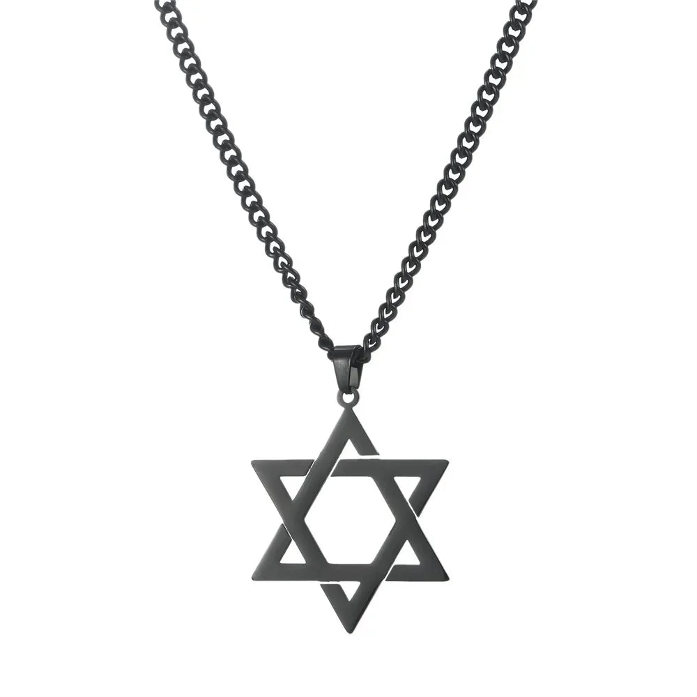 Skyrim Cutout Star of David Hexagram Choker Necklace for Men Women Gold Color Stainless Steel Chain Necklaces Jewish Jewelry