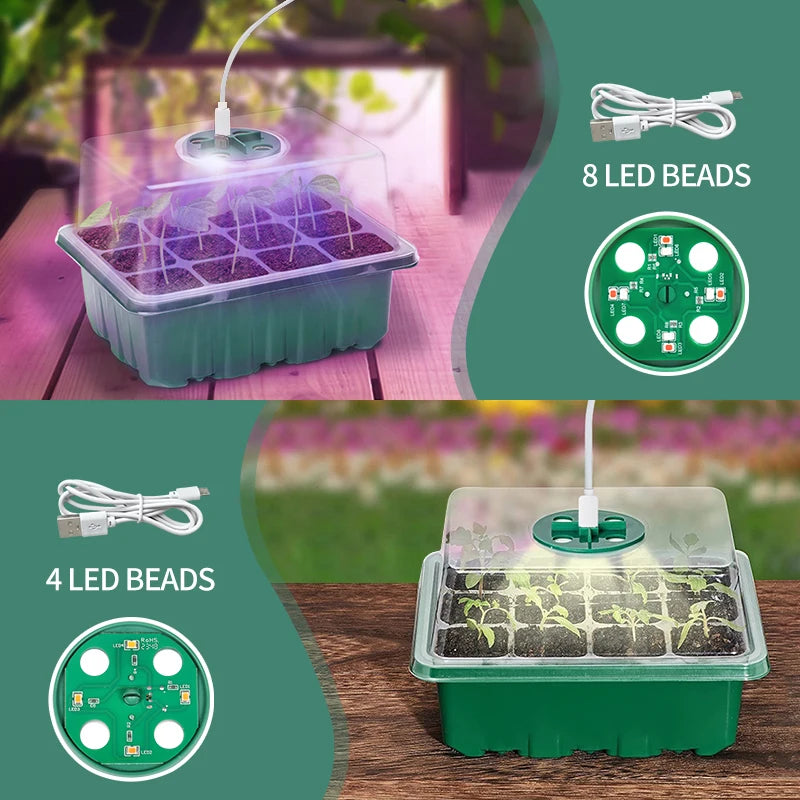 New Eight/Four-Lamp Bead With Multi-Functional Control Line Seedling Household Box Sowing Seedling 12-Hole Tray Cultivation
