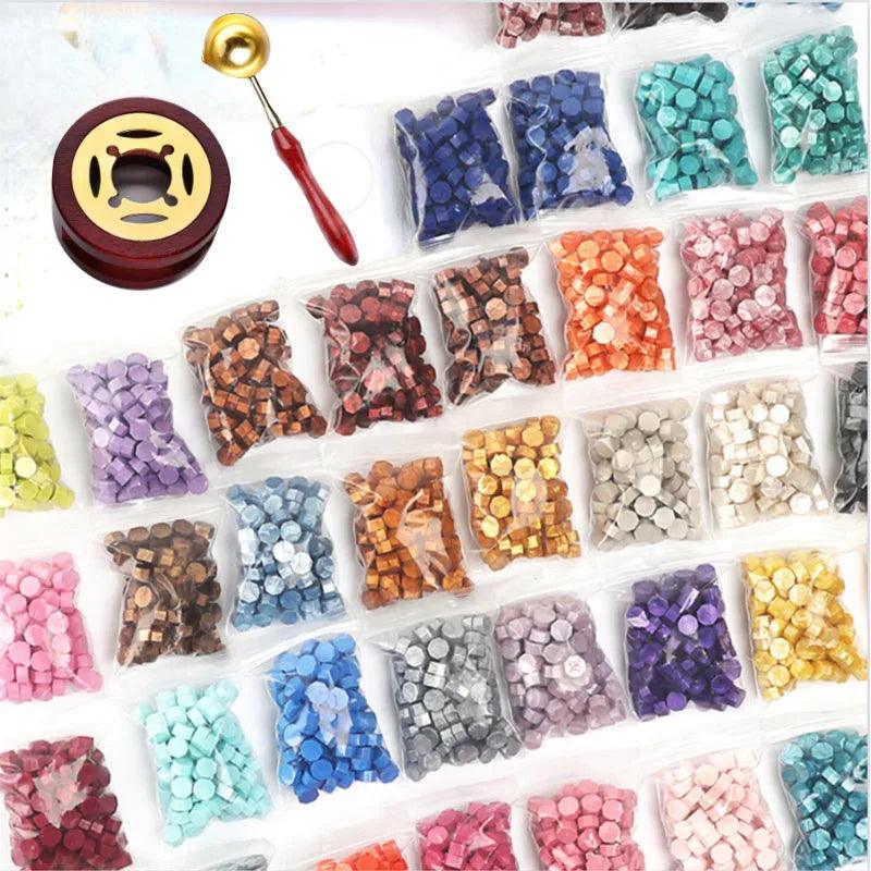 100Pcs Sealing Wax Beads Seal Stamp for Scrapbook Material Wedding Birthday Party Invitation stamp DIY stamp decoration  Retro S - Winord
