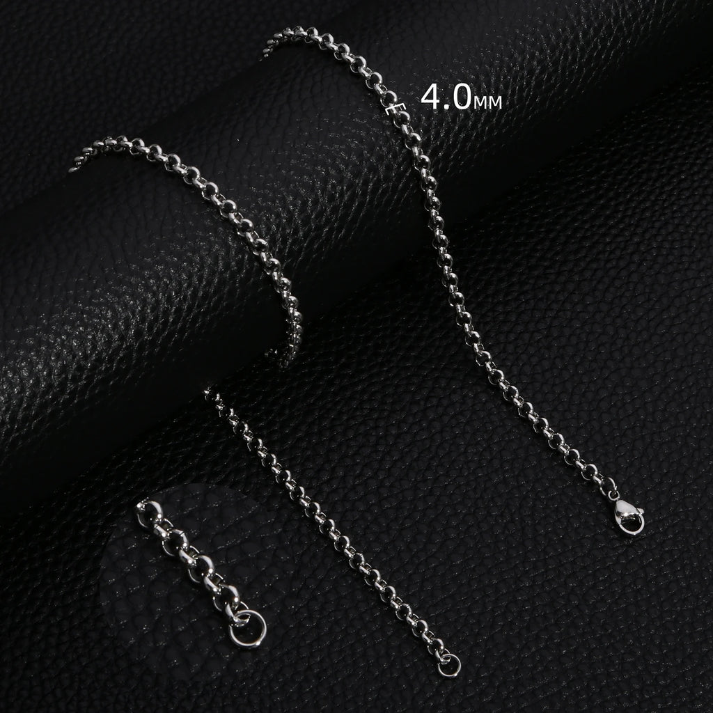 HIYEE Simple Fashion 2-5MM Wide Square BEADS NK Round Chain Necklaces for Men Women Stainless Steel Jewelry 45-70CM Length